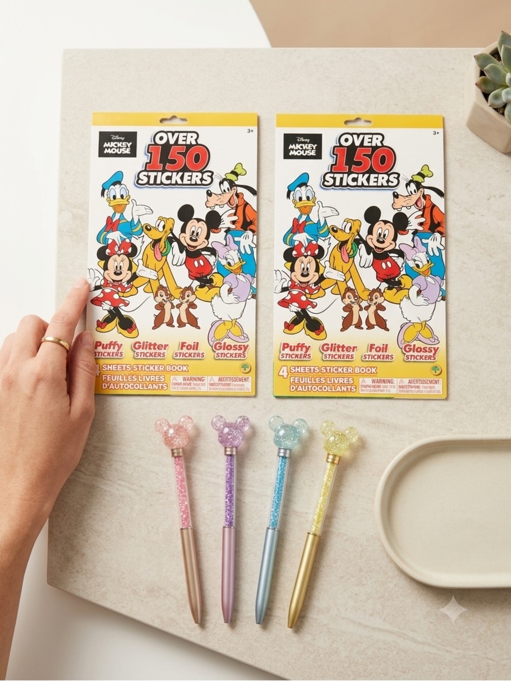 6 piece bundle Disney Mickey Mouse Over 300 Stickers 5 twist pens cute gift